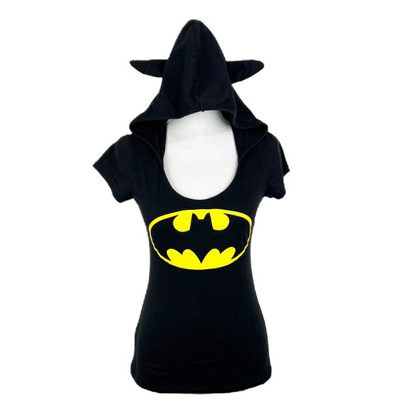 Batman Tops Batman Shirt Women Medium Black Yellow Logo Short